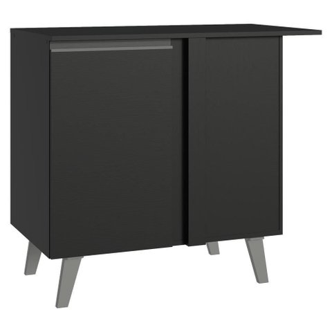 Balcão de Canto 1 Porta com Pés Preto Nice Madesa Preto