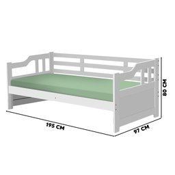 Sofá Cama Madeira Maciça Com Colchão Solteiro Branco Shop JM - 4
