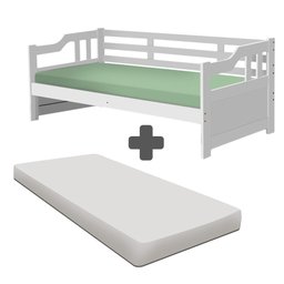 Sofá Cama Madeira Maciça Com Colchão Solteiro Branco Shop JM - 1