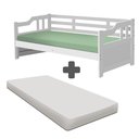 Ver imagem 1 de Sofá Cama Madeira Maciça Com Colchão Solteiro Branco Shop JM