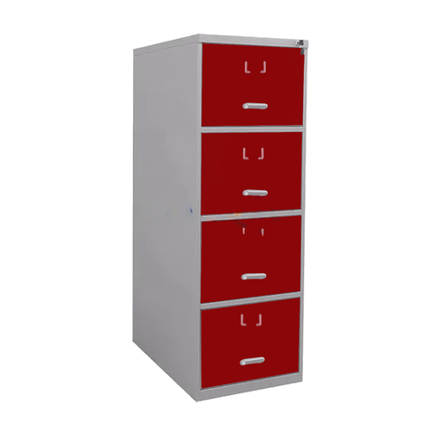 Gaveteiro Arquivo De Aço 4 Gavetas P/ Pasta Suspensa C/ Chave Vermelho