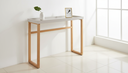 Ver imagem 1 de Aparador Slim 12x96x37cm Tampo Mdf Pés Pinus Moderno:off White
