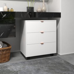 Gaveteiro Multiuso 3 Gavetas Organizador Branco com Rodízio Office Escritório - 3