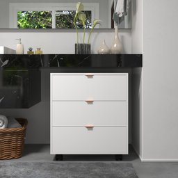 Gaveteiro Multiuso 3 Gavetas Organizador Branco com Rodízio Office Escritório - 2
