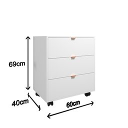Gaveteiro Multiuso 3 Gavetas Organizador Branco com Rodízio Office Escritório - 8