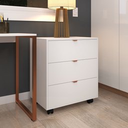 Gaveteiro Multiuso 3 Gavetas Organizador Branco com Rodízio Office Escritório - 5