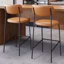Ver imagem 2 de Kit 03 Banquetas Alta Bar Cozinha Sala de Jantar Preto Elira L02 Couríssimo Whisky - Lyam Decor