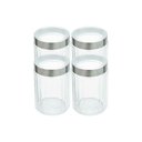 Ver imagem 1 de Kit 4 Pote de Vidro Porta Mantimentos Vidro com Tampa Inox para Grãos Cereais 1200ml 18cm Lyor