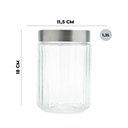 Ver imagem 4 de Kit 4 Pote de Vidro Porta Mantimentos Vidro com Tampa Inox para Grãos Cereais 1200ml 18cm Lyor