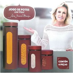 Jogo De Potes Porta Mantimentos Ana Maria Braga 4pc Vermelho - 2 Jogo De Potes Porta Mantimentos Ana Maria Braga 4pc Vermelho - 2