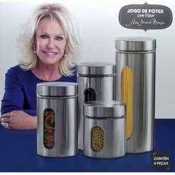 Jogo De Potes Porta Mantimentos Ana Maria Braga 4pc Inox - 2
