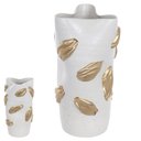 Ver imagem 3 de Vaso Decorativo Cerâmica Branco e Dourado 28x14x14cm