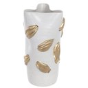 Ver imagem 1 de Vaso Decorativo Cerâmica Branco e Dourado 28x14x14cm