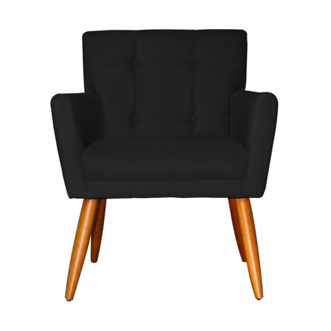 Poltrona Decorativa Onix Suede Rosa - DS Estofados - Preto