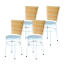 Ver imagem 1 de 4 Cadeiras para Mesa Branca Hawai Palha com Assento Floral:floral Gelo