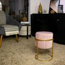 Ver imagem 2 de Puff Redondo Decoração de Natal Base de Ferro Dourado Veludo Rosê F04 - D'Rossi