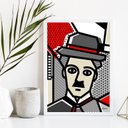 Ver imagem 1 de Quadro Decorativo Charlie Chaplin Pop Art 45x34cm:Madeira preta