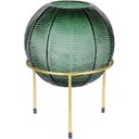 Ver imagem 1 de Vaso Decorativo Enfeite Planta Folhas com Suporte Metal Vidro 28x20x20cm Verde