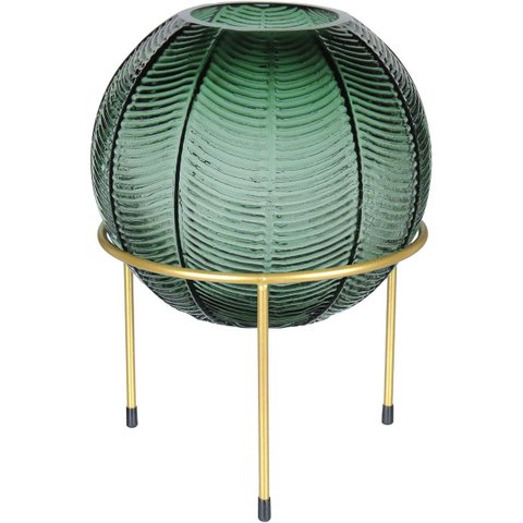 Vaso Decorativo de Vidro Verde 28x20x20cm Enfeite Sala Mesa Estante Aparador