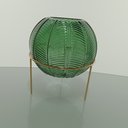 Ver imagem 6 de Vaso Decorativo Enfeite Planta Folhas com Suporte Metal Vidro 28x20x20cm Verde