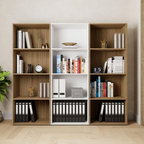 Estante Livros Escritório 180 cm 12 Nichos Abertos F5 Office