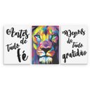 Ver imagem 3 de Kit 3 Quadros Leao de juda colorido Antes de tudo fé 40x56cm