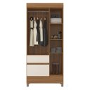 Ver imagem 3 de Guarda Roupa Solteiro 3 Portas e 2 Gavetas Wind - Amêndola Touch/off White
