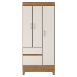 Guarda Roupa Solteiro 3 Portas e 2 Gavetas Wind - Amêndola Touch/off White - 7
