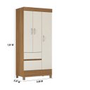 Ver imagem 2 de Guarda Roupa Solteiro 3 Portas e 2 Gavetas Wind - Amêndola Touch/off White