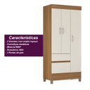 Ver imagem 6 de Guarda Roupa Solteiro 3 Portas e 2 Gavetas Wind - Amêndola Touch/off White