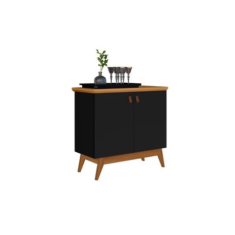 Buffet Aparador Cantinho do Café Pés Em Madeira 2 Portas Absolut:Preto/Nature