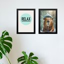 Ver imagem 1 de Kit 2 Quadros Banheiro Capivara Relax 24x18cm:moldura Preta