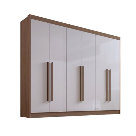 Guarda Roupa Casal 6 Portas 7 Gavetas sem Pés Athos - D Doro Castanho/Off White