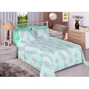Lençol Queen Cama Box Elástico 100% Algodão Percal 150 Fios - Geométrico