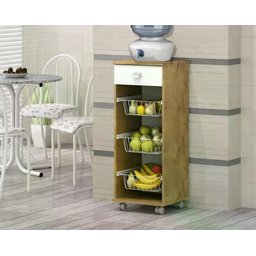 Armário Fruteira Talita 1 Gaveta e 3 Cestos Castanho/branco - 3