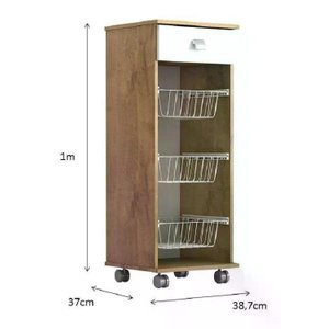 Armário Fruteira Talita 1 Gaveta e 3 Cestos Castanho/branco
