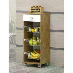 Armário Fruteira Talita 1 Gaveta e 3 Cestos Castanho/branco - 2