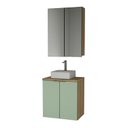 Ver imagem 2 de Conjunto de Banheiro com Cuba 60cm x 145 Nature Marrom/Carvalho/Verde