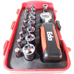 Jogo de Soquetes e Bits Com Chave Catraca 1/4 19 Peças 9JG - EDA - 2