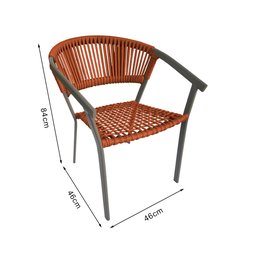 Kit 4 Cadeiras Gourmet Corda Náutica Laranja Terracota Base Alumínio Sofia Linha Plus - 4