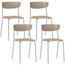 Ver imagem 1 de Kit 04 Cadeiras Empilhável Fixa Atom F02 Base Aço Cinza Nude - Lyam Decor