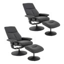 Ver mais imagens de Kit 2 Poltronas de Massagem Reclinável e Giratória Detroit com Apoio de Pés Pu Preto G56 - Laura