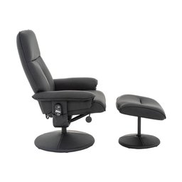 Kit 2 Poltronas de Massagem Reclinável e Giratória Detroit com Apoio de Pés Pu Preto G56 - Laura - 3