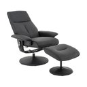 Ver imagem 1 de Kit 2 Poltronas de Massagem Reclinável e Giratória Detroit com Apoio de Pés Pu Preto G56 - Laura