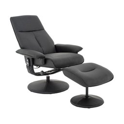 Kit 2 Poltronas de Massagem Reclinável e Giratória Detroit com Apoio de Pés Pu Preto G56 - Laura - 1