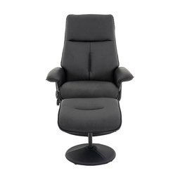Kit 2 Poltronas de Massagem Reclinável e Giratória Detroit com Apoio de Pés Pu Preto G56 - Laura - 4