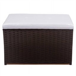 Puff Baú de Fibra Sintética 70x38x45 Marrom com Tp Branca - 1