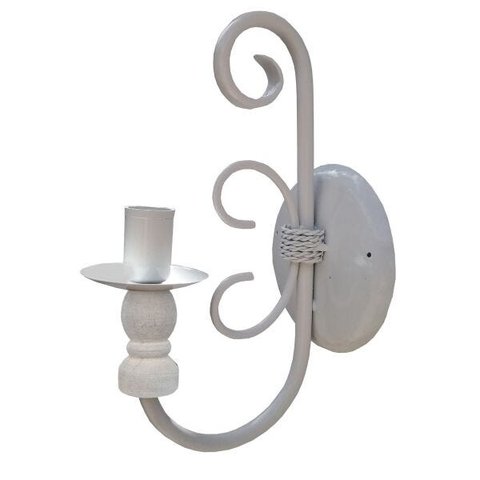 Arandela Artesanal Ferro e Madeira Fabricante Mineiro 01 Bocal - Branco