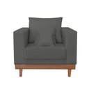 Ver imagem 7 de Kit Poltrona Living + Sofá 3 Lugares com Base Madeira Suede Cor:cinza