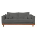 Ver imagem 3 de Kit Poltrona Living + Sofá 3 Lugares com Base Madeira Suede Cor:cinza